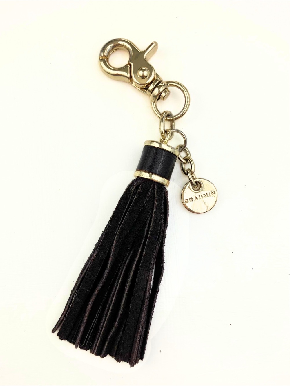 Brahmin Large Clip On Charm Suede Tassel Accessory Dark Brown